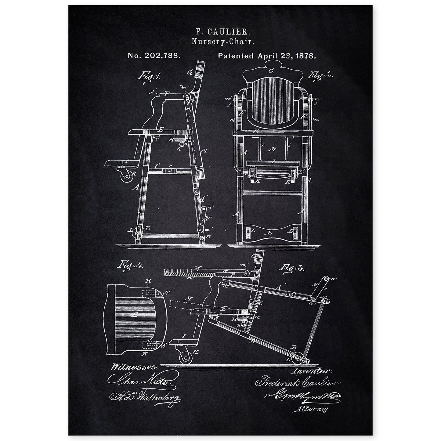 Poster con patente de Trona para comer. Lámina con diseño de patente antigua-Artwork-Nacnic-A4-Sin marco-Nacnic Estudio SL