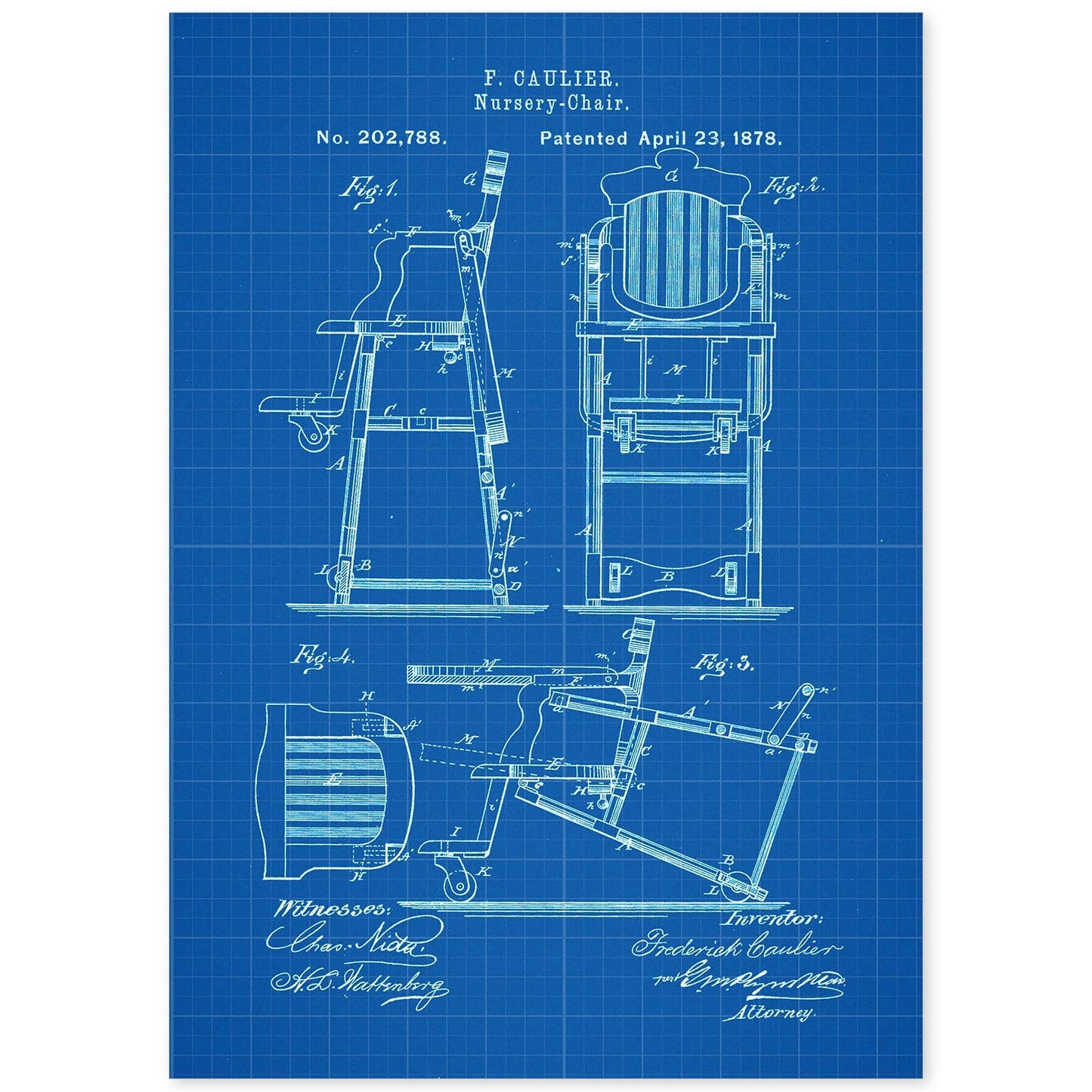 Poster con patente de Trona para comer. Lámina con diseño de patente antigua-Artwork-Nacnic-A4-Sin marco-Nacnic Estudio SL