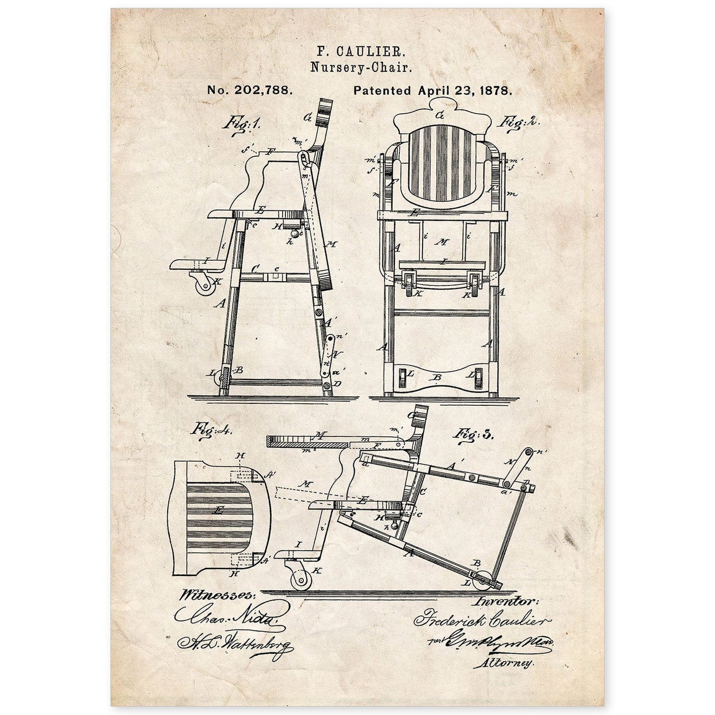 Poster con patente de Trona para comer. Lámina con diseño de patente antigua.-Artwork-Nacnic-A4-Sin marco-Nacnic Estudio SL