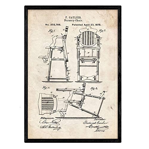Poster con patente de Trona para comer. Lámina con diseño de patente antigua.-Artwork-Nacnic-Nacnic Estudio SL