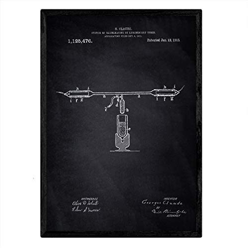 Poster con patente de Tubos fluorescentes. Lámina con diseño de patente antigua-Artwork-Nacnic-Nacnic Estudio SL