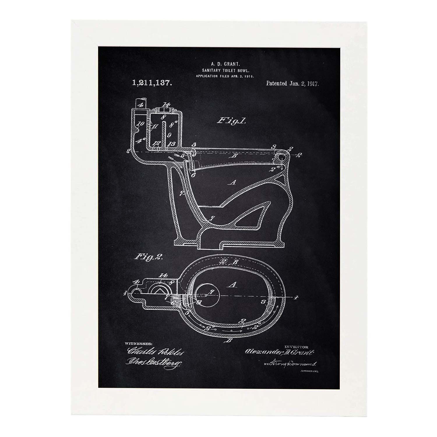 Poster con patente de Vater. Lámina con diseño de patente antigua-Artwork-Nacnic-A3-Marco Blanco-Nacnic Estudio SL