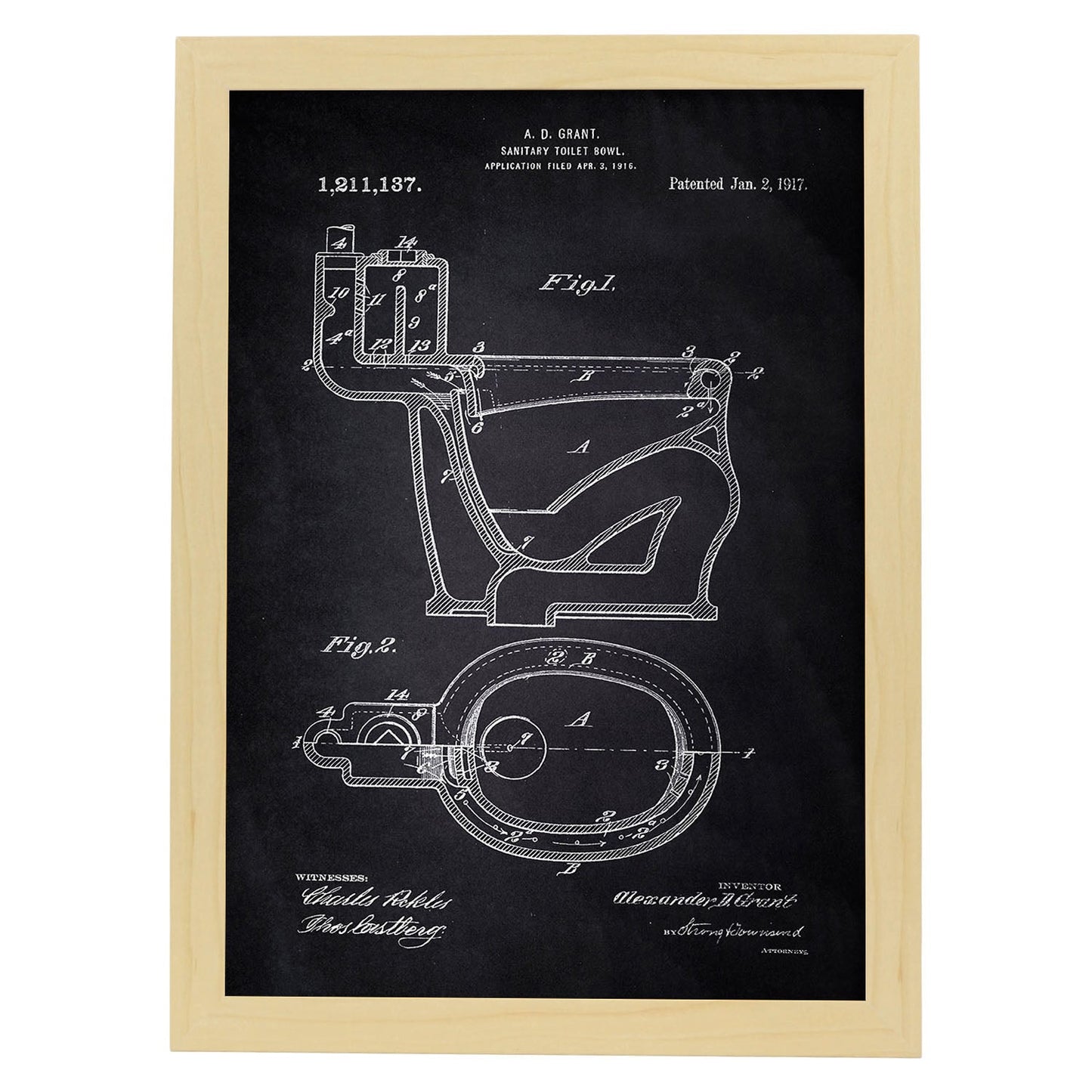 Poster con patente de Vater. Lámina con diseño de patente antigua-Artwork-Nacnic-A3-Marco Madera clara-Nacnic Estudio SL