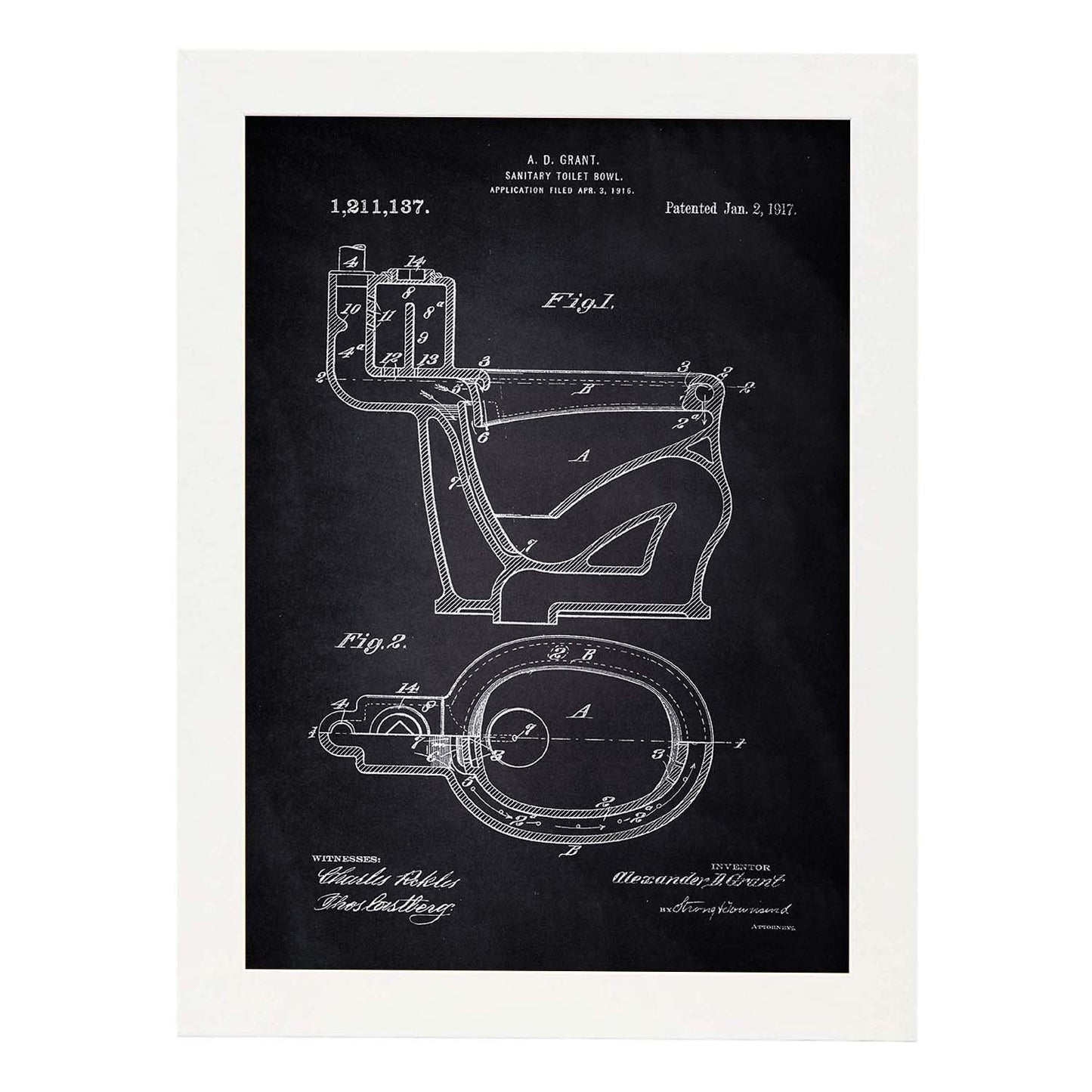 Poster con patente de Vater. Lámina con diseño de patente antigua-Artwork-Nacnic-A4-Marco Blanco-Nacnic Estudio SL