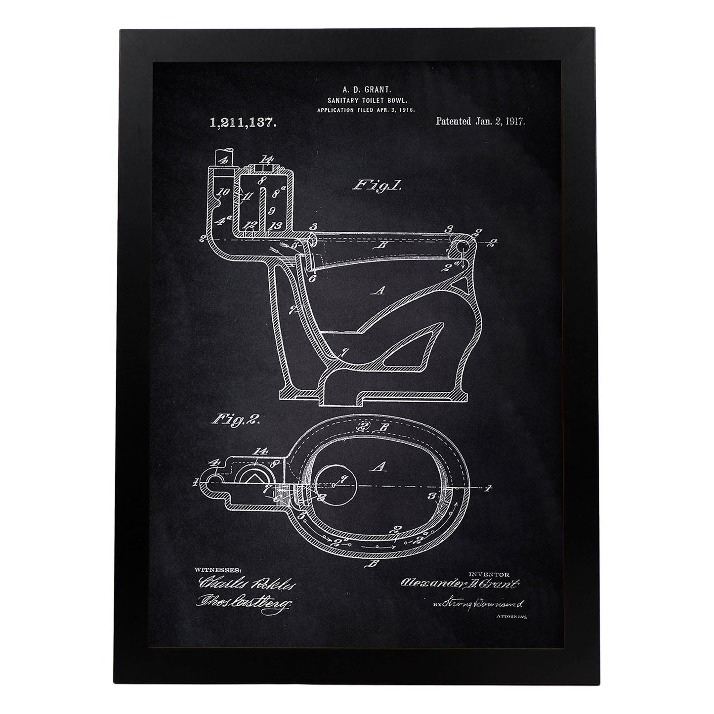 Poster con patente de Vater. Lámina con diseño de patente antigua-Artwork-Nacnic-A4-Marco Negro-Nacnic Estudio SL