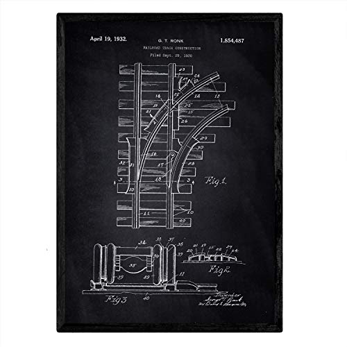 Poster con patente de Via de tren. Lámina con diseño de patente antigua-Artwork-Nacnic-Nacnic Estudio SL