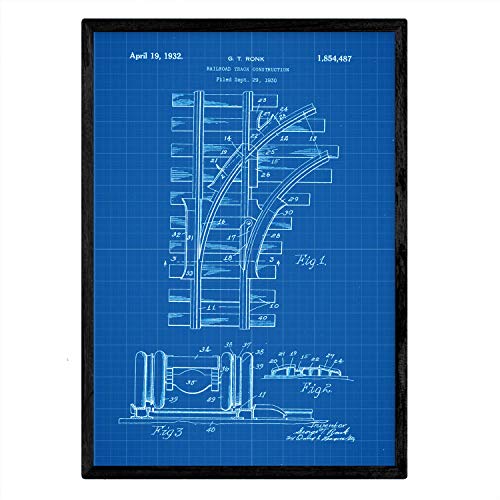 Poster con patente de Via de tren. Lámina con diseño de patente antigua-Artwork-Nacnic-Nacnic Estudio SL