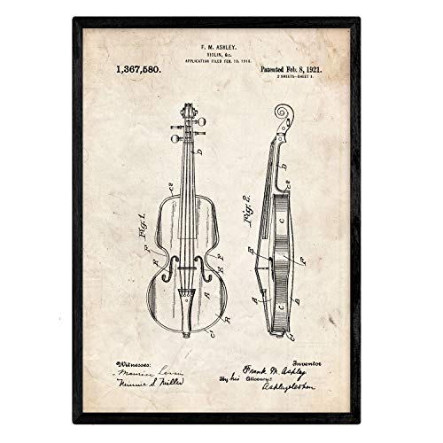Poster con patente de Violin. Lámina con diseño de patente antigua.-Artwork-Nacnic-Nacnic Estudio SL