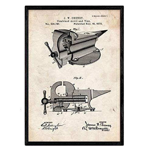 Poster con patente de Yunque con garra. Lámina con diseño de patente antigua.-Artwork-Nacnic-Nacnic Estudio SL