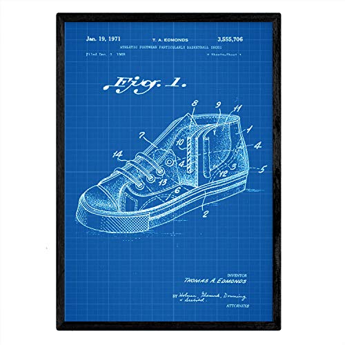 Poster con patente de Zapatilla baloncesto 2. Lámina con diseño de patente antigua-Artwork-Nacnic-Nacnic Estudio SL