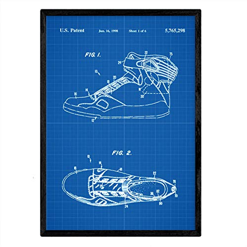 Poster con patente de Zapatilla baloncesto 3. Lámina con diseño de patente antigua-Artwork-Nacnic-Nacnic Estudio SL