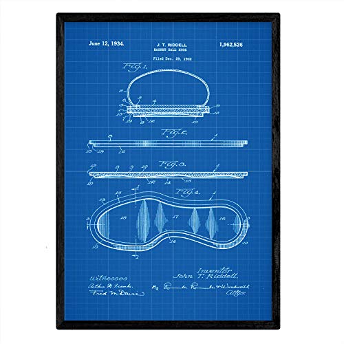 Poster con patente de Zapatilla baloncesto. Lámina con diseño de patente antigua-Artwork-Nacnic-Nacnic Estudio SL