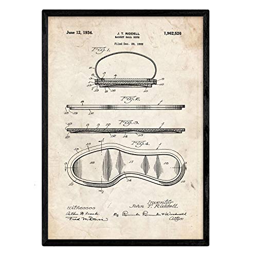 Poster con patente de Zapatilla baloncesto. Lámina con diseño de patente antigua.-Artwork-Nacnic-Nacnic Estudio SL