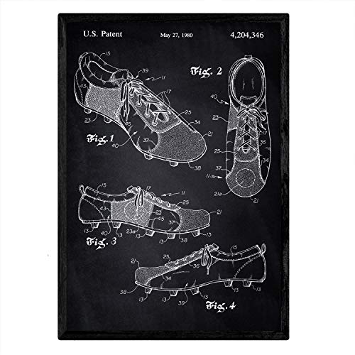 Poster con patente de Zapatillas de futbol. Lámina con diseño de patente antigua-Artwork-Nacnic-Nacnic Estudio SL