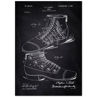 Poster con patente de Zapato botin. Lámina con diseño de patente antigua-Artwork-Nacnic-A4-Sin marco-Nacnic Estudio SL