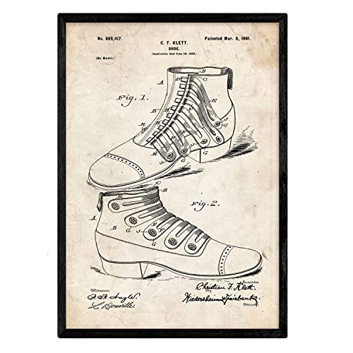 Poster con patente de Zapato botin. Lámina con diseño de patente antigua.-Artwork-Nacnic-Nacnic Estudio SL
