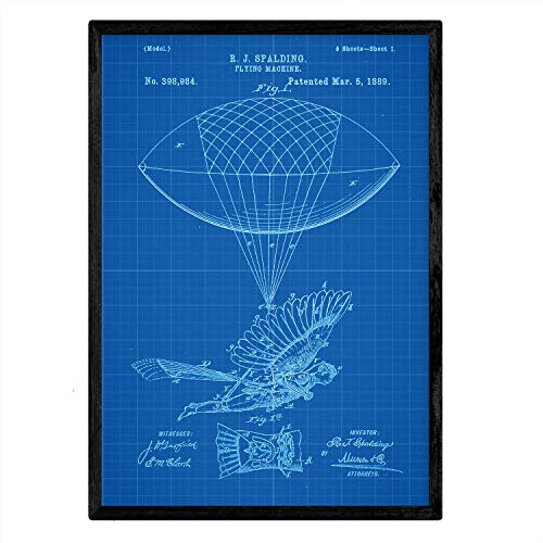 Poster con patente de Zepelin humano. Lámina con diseño de patente antigua-Artwork-Nacnic-Nacnic Estudio SL