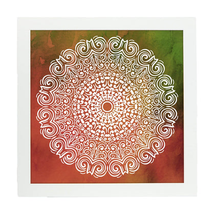 Poster cuadrado con dibujos de mandalas. Lámina mandala de la creatividad, ilustrada con mandalas coloridos y complejos.-Artwork-Nacnic-20x20 cm-Marco Blanco-Nacnic Estudio SL