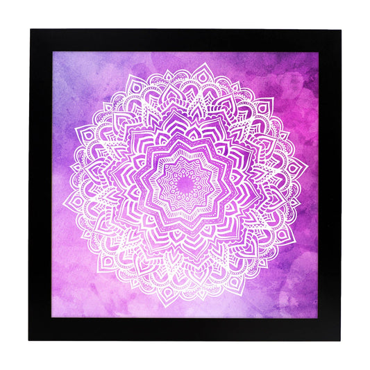 Poster cuadrado con dibujos de mandalas. Lámina mandala de la elegancia, ilustrada con mandalas coloridos y complejos.-Artwork-Nacnic-20x20 cm-Marco Negro-Nacnic Estudio SL