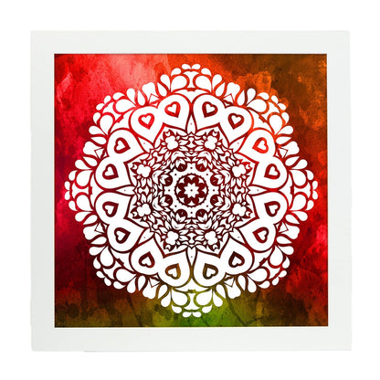 Poster cuadrado con dibujos de mandalas. Lámina mandala de la fuerza, ilustrada con mandalas coloridos y complejos.-Artwork-Nacnic-20x20 cm-Marco Blanco-Nacnic Estudio SL