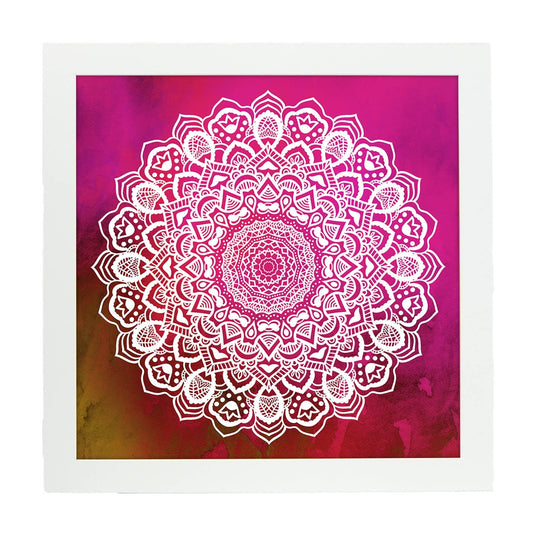 Poster cuadrado con dibujos de mandalas. Lámina mandala de la gratitud, ilustrada con mandalas coloridos y complejos.-Artwork-Nacnic-20x20 cm-Marco Blanco-Nacnic Estudio SL