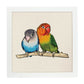 Poster cuadrado con dibujos de pájaros. Lámina Amor infinito, ilustrada con dibujos de pajaros y periquitos.-Artwork-Nacnic-20x20 cm-Marco Blanco-Nacnic Estudio SL