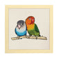 Poster cuadrado con dibujos de pájaros. Lámina Amor infinito, ilustrada con dibujos de pajaros y periquitos.-Artwork-Nacnic-20x20 cm-Marco Madera clara-Nacnic Estudio SL