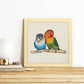 Poster cuadrado con dibujos de pájaros. Lámina Amor infinito, ilustrada con dibujos de pajaros y periquitos.-Artwork-Nacnic-Nacnic Estudio SL