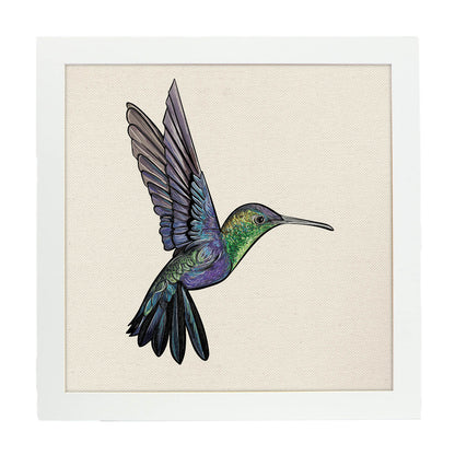 Poster cuadrado con dibujos de pájaros. Lámina Colibrí, ilustrada con dibujos de pajaros y periquitos.-Artwork-Nacnic-20x20 cm-Marco Blanco-Nacnic Estudio SL