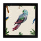 Poster cuadrado con dibujos de pájaros. Lámina Lorito parlanchín, ilustrada con dibujos de pajaros y periquitos.-Artwork-Nacnic-25x25 cm-Marco Negro-Nacnic Estudio SL