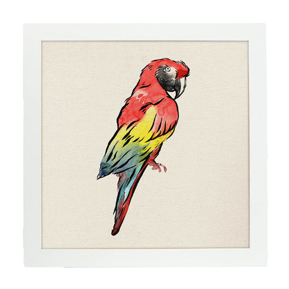 Poster cuadrado con dibujos de pájaros. Lámina Lorito que me dices, ilustrada con dibujos de pajaros y periquitos.-Artwork-Nacnic-20x20 cm-Marco Blanco-Nacnic Estudio SL
