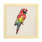 Poster cuadrado con dibujos de pájaros. Lámina Lorito que me dices, ilustrada con dibujos de pajaros y periquitos.-Artwork-Nacnic-25x25 cm-Marco Madera clara-Nacnic Estudio SL