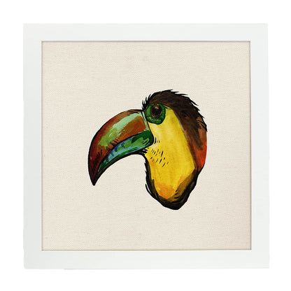 Poster cuadrado con dibujos de pájaros. Lámina Shelpie, ilustrada con dibujos de pajaros y periquitos.-Artwork-Nacnic-20x20 cm-Marco Blanco-Nacnic Estudio SL