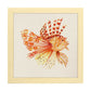Poster cuadrado con dibujos de peces. Lámina Diversión en naranja, ilustrada con dibujos de peces y animales del mar.-Artwork-Nacnic-20x20 cm-Marco Madera clara-Nacnic Estudio SL