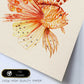 Poster cuadrado con dibujos de peces. Lámina Diversión en naranja, ilustrada con dibujos de peces y animales del mar.-Artwork-Nacnic-Nacnic Estudio SL