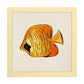 Poster cuadrado con dibujos de peces. Lámina Pececito amarillo, ilustrada con dibujos de peces y animales del mar.-Artwork-Nacnic-20x20 cm-Marco Madera clara-Nacnic Estudio SL