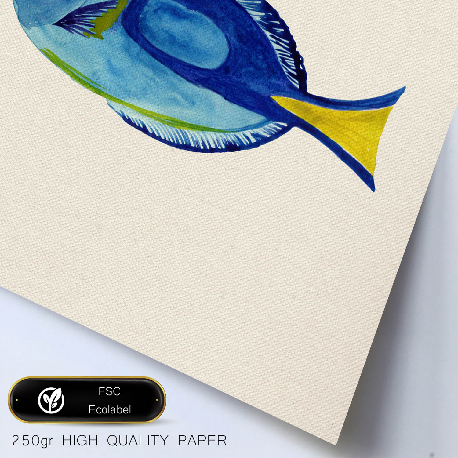 Poster cuadrado con dibujos de peces. Lámina Pez azulón, ilustrada con dibujos de peces y animales del mar.-Artwork-Nacnic-Nacnic Estudio SL