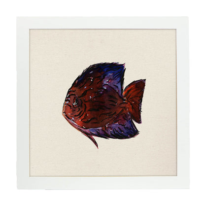Poster cuadrado con dibujos de peces. Lámina Pez en su salsa, ilustrada con dibujos de peces y animales del mar.-Artwork-Nacnic-20x20 cm-Marco Blanco-Nacnic Estudio SL