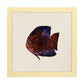 Poster cuadrado con dibujos de peces. Lámina Pez en su salsa, ilustrada con dibujos de peces y animales del mar.-Artwork-Nacnic-20x20 cm-Marco Madera clara-Nacnic Estudio SL