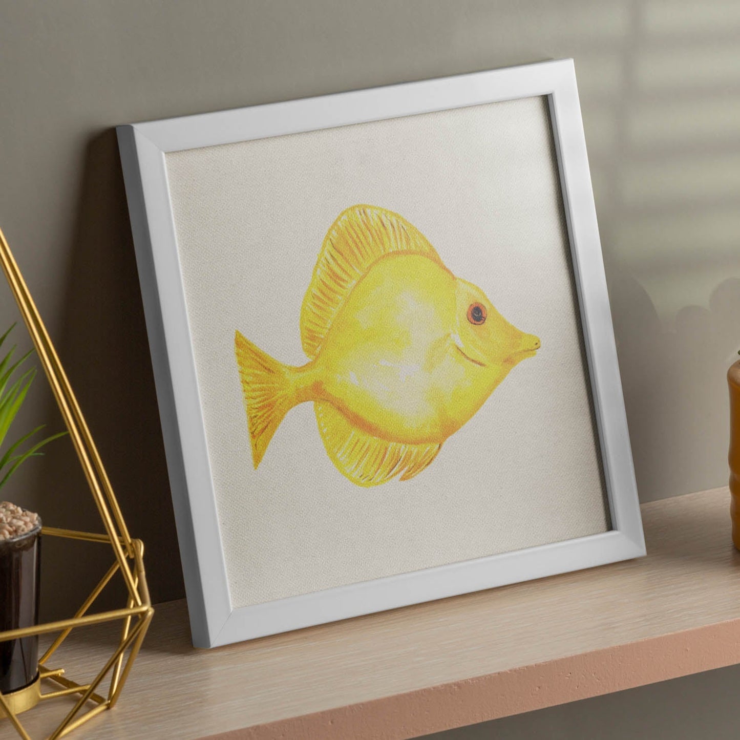Poster cuadrado con dibujos de peces. Lámina Pez felicidad, ilustrada con dibujos de peces y animales del mar.-Artwork-Nacnic-Nacnic Estudio SL