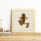 Poster cuadrado con dibujos de ranas y tortugas. Lámina Salta conmigo, ilustrada con dibujos de tortugas, ranas, y sapos.-Artwork-Nacnic-Nacnic Estudio SL