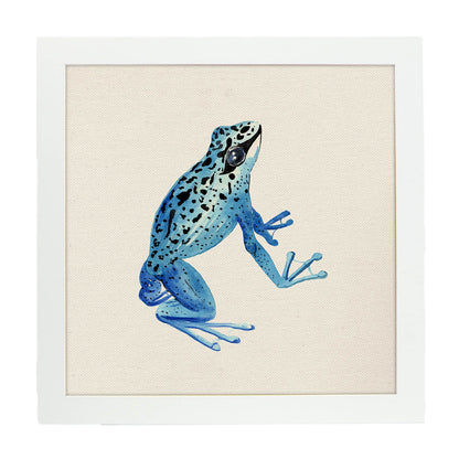 Poster cuadrado con dibujos de ranas y tortugas. Lámina Soy tu principe, ilustrada con dibujos de tortugas, ranas, y sapos.-Artwork-Nacnic-20x20 cm-Marco Blanco-Nacnic Estudio SL