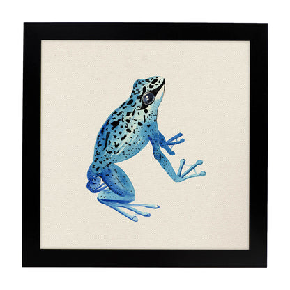 Poster cuadrado con dibujos de ranas y tortugas. Lámina Soy tu principe, ilustrada con dibujos de tortugas, ranas, y sapos.-Artwork-Nacnic-20x20 cm-Marco Negro-Nacnic Estudio SL