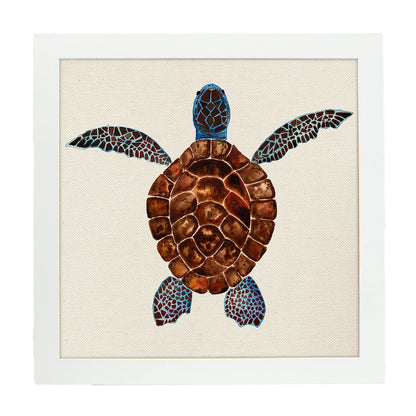 Poster cuadrado con dibujos de ranas y tortugas. Lámina Tortuguita, ilustrada con dibujos de tortugas, ranas, y sapos.-Artwork-Nacnic-20x20 cm-Marco Blanco-Nacnic Estudio SL