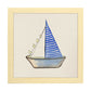 Poster cuadrado con dibujos del mar. Lámina Barquito de papel, ilustrada con dibujos del mar y el océano.-Artwork-Nacnic-25x25 cm-Marco Madera clara-Nacnic Estudio SL