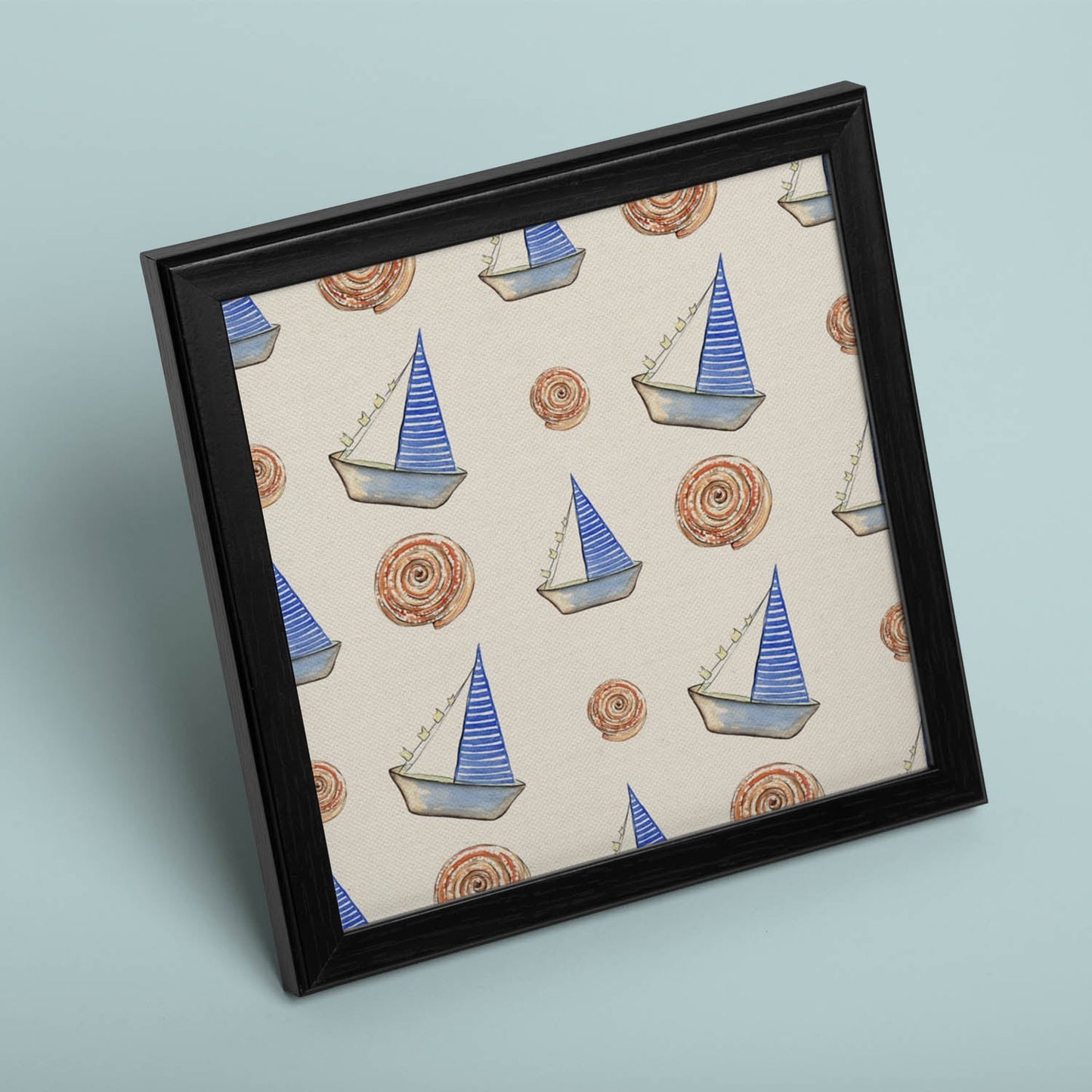Poster cuadrado con dibujos del mar. Lámina Barquitos de papel, ilustrada con dibujos del mar y el océano.-Artwork-Nacnic-Nacnic Estudio SL
