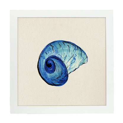 Poster cuadrado con dibujos del mar. Lámina Concha azulada, ilustrada con dibujos del mar y el océano.-Artwork-Nacnic-20x20 cm-Marco Blanco-Nacnic Estudio SL