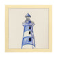 Poster cuadrado con dibujos del mar. Lámina Faro encantado, ilustrada con dibujos del mar y el océano.-Artwork-Nacnic-20x20 cm-Marco Madera clara-Nacnic Estudio SL