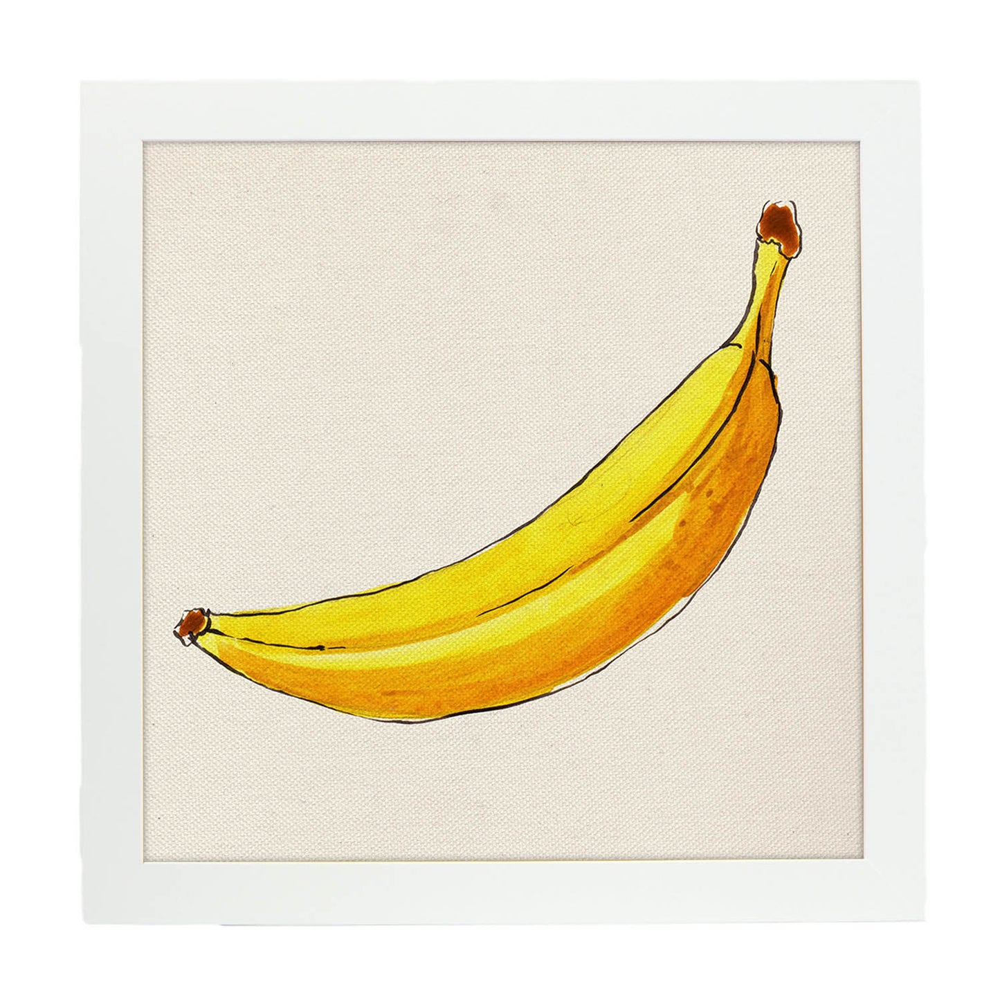 Poster cuadrado de Banana solitaria. Lámina de frutas y verduras de forma cuadrada, ilustrada con dibujos a color.-Artwork-Nacnic-20x20 cm-Marco Blanco-Nacnic Estudio SL