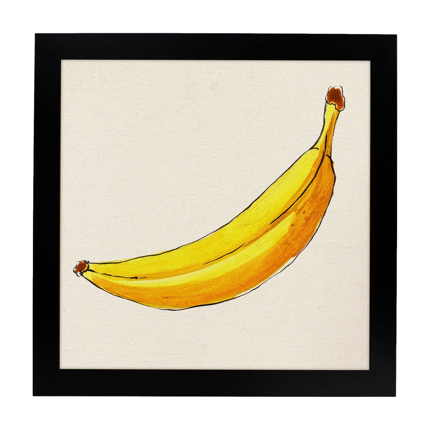 Poster cuadrado de Banana solitaria. Lámina de frutas y verduras de forma cuadrada, ilustrada con dibujos a color.-Artwork-Nacnic-20x20 cm-Marco Negro-Nacnic Estudio SL